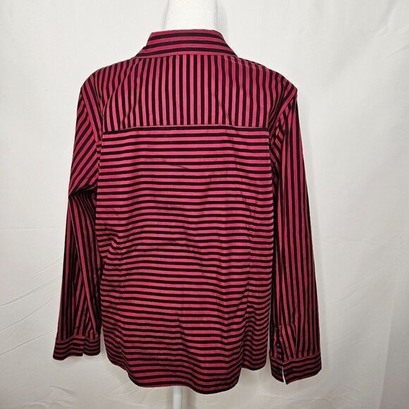 Chico's size 3 (XL) Button Down Wrinkle Resistant Shirt Raspberry Stripe - Picture 4 of 9